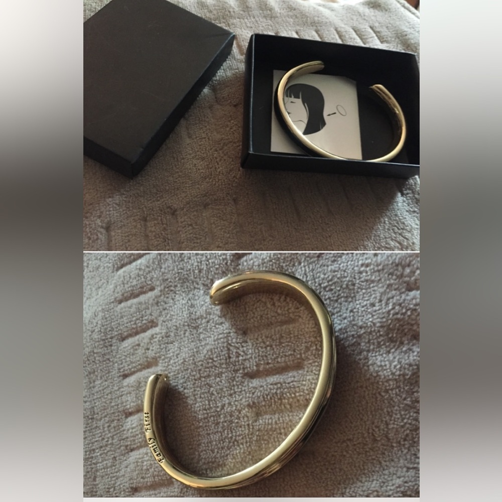 Family first Gold Cuff hair tie storage Bracelet